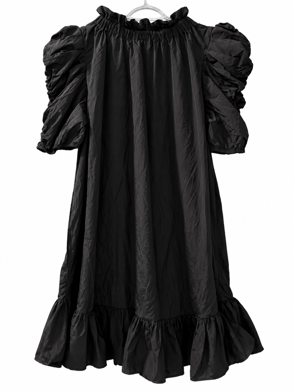 Mud Pie Roosevelt Party Dress Black Size Medium NWT Puff Sleeve Ruffle